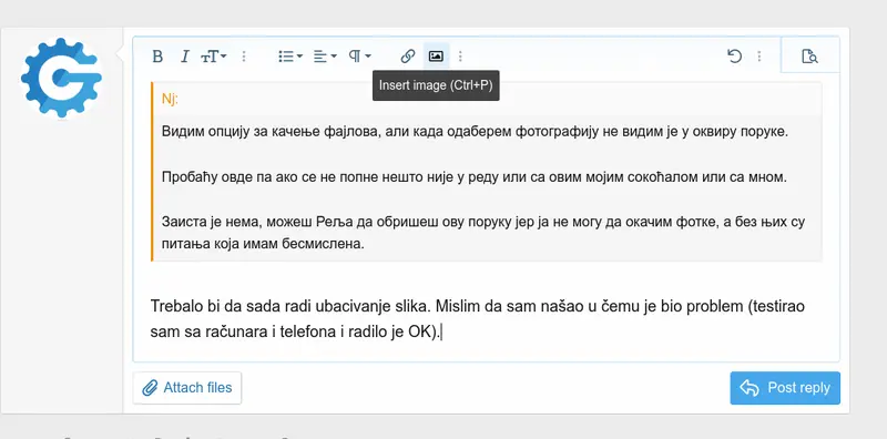 Opcija za ubacivanje slika na forum